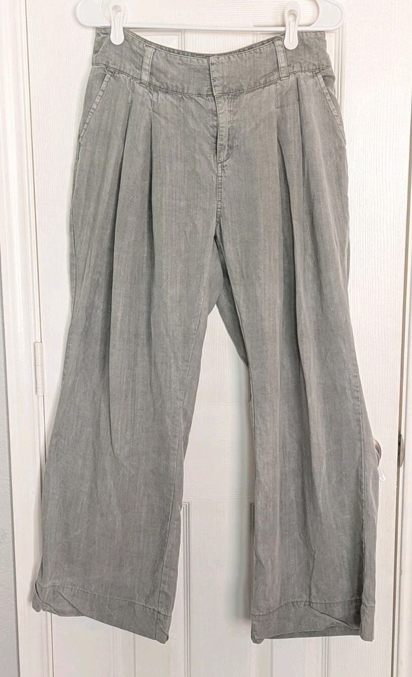 Sundance Everyday Elegance Wide Leg Tencel Pants Size 8 Gray